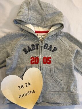 GAP - Kids Grey and Red Hoodie Jacket
